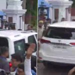 Bihar CM Nitish Kumar Arrives at Raj Bhawan in Patna Amid Political Upheaval in State (See Pics)